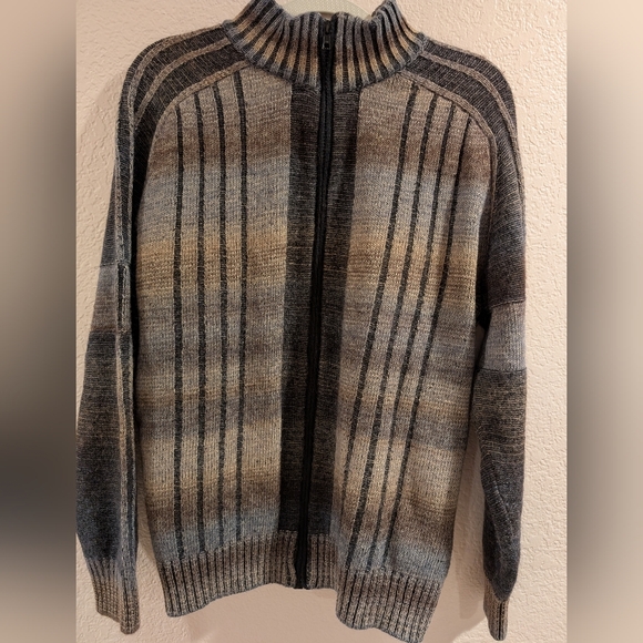 Montechiaro Lorenzoni Men's Sweater Jacket, Zipper, Large Made In Italy Vintage - Picture 2 of 8